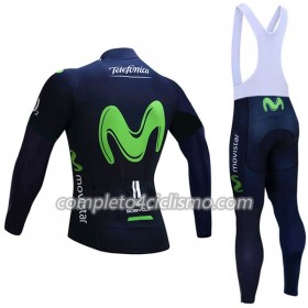 Completo Maglia ML + Pantaloncino con bretelle ML 2017 Movistar Team Donna N001
